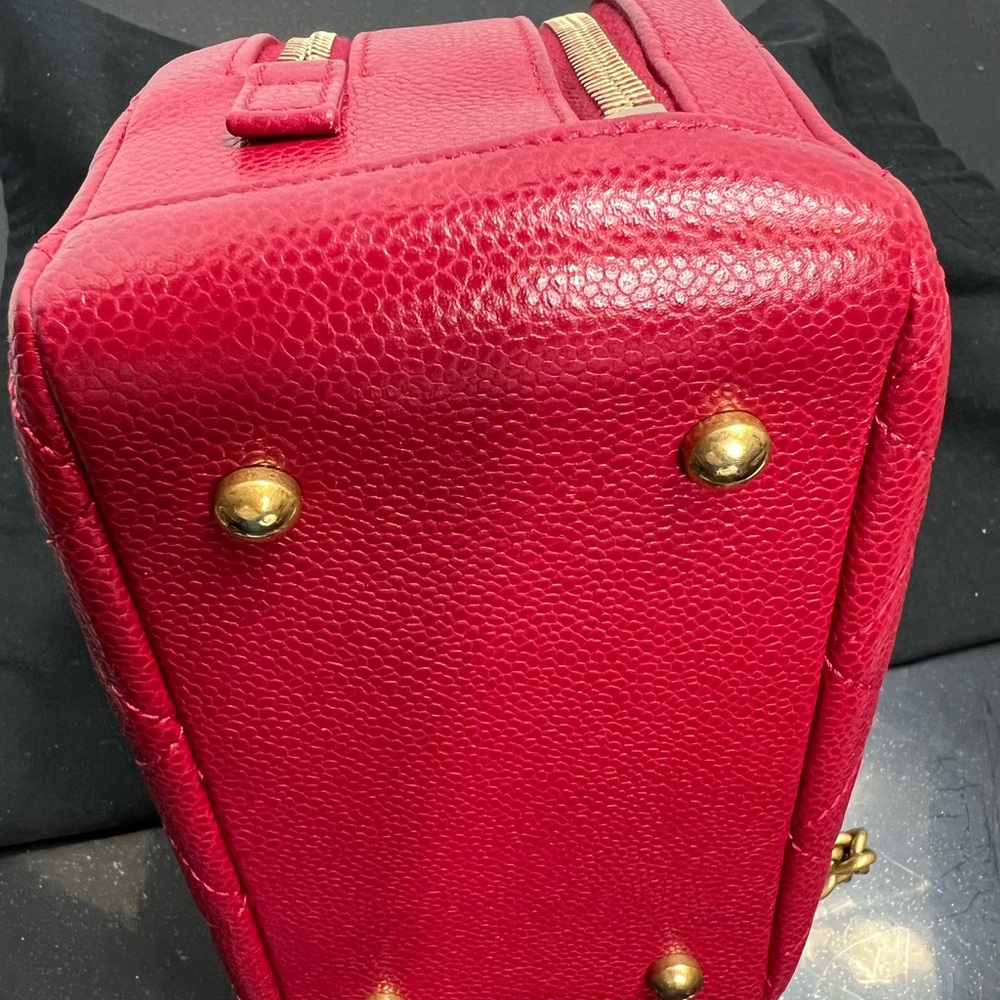 CHANEL RED CAVIAR Double Zip Top Handle Mini Bsg - Picture 11 of 15